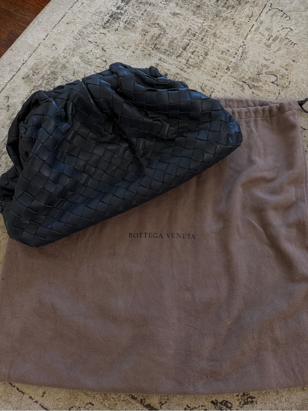 Bottega Veneta Navy Leather Pouch clutch
